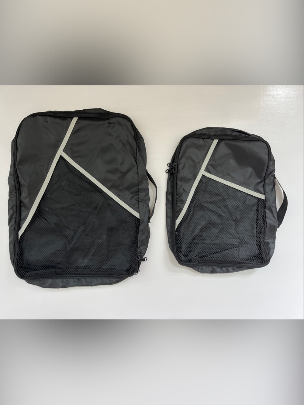 Black Travel Packing Cubes Set with Mesh Panels